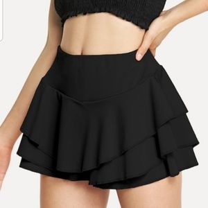 Black Layered Ruffle Skirt Skort FOREVER 21